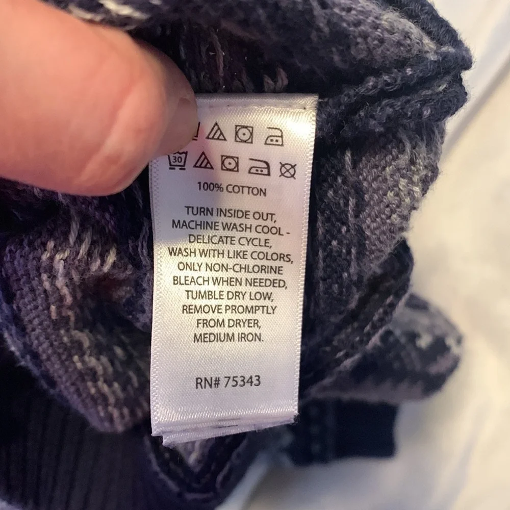 Rorie Whelan size 3t shawl toggle collar light blue navy blue fair isle sweater